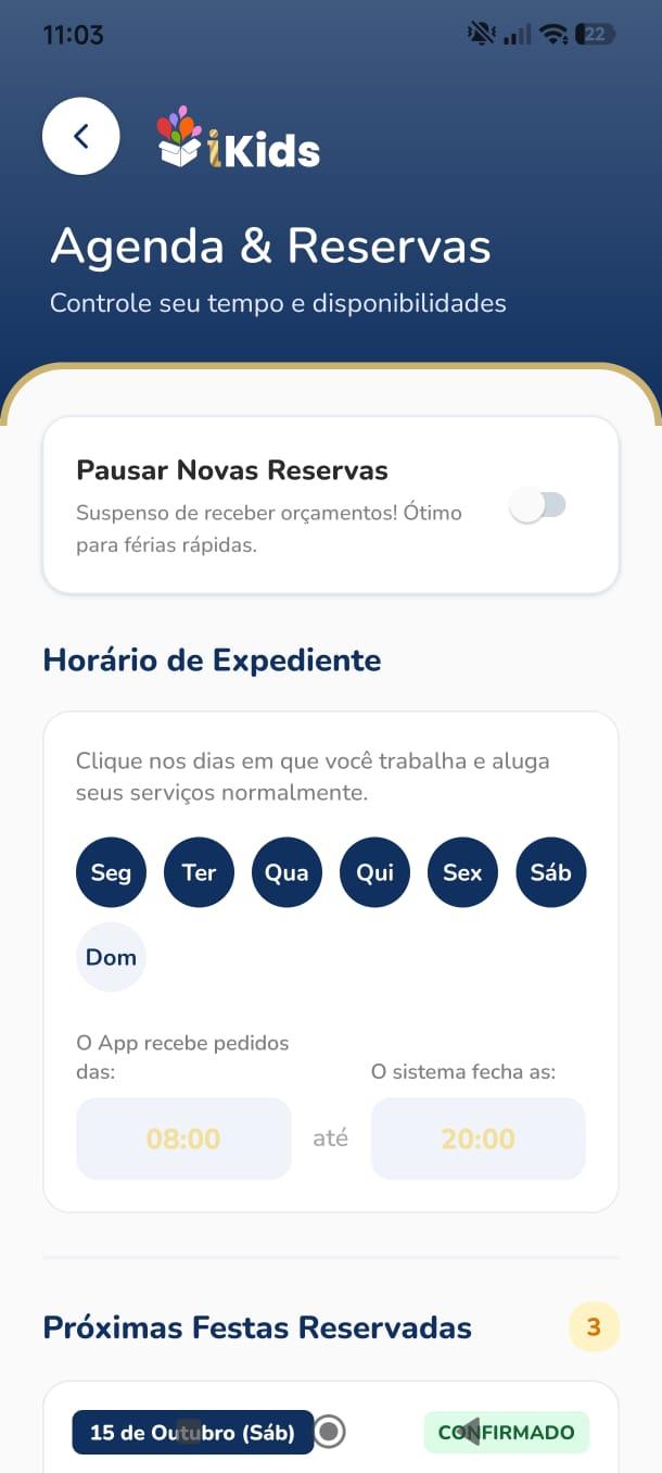 Escolha fornecedores no aplicativo iKids
